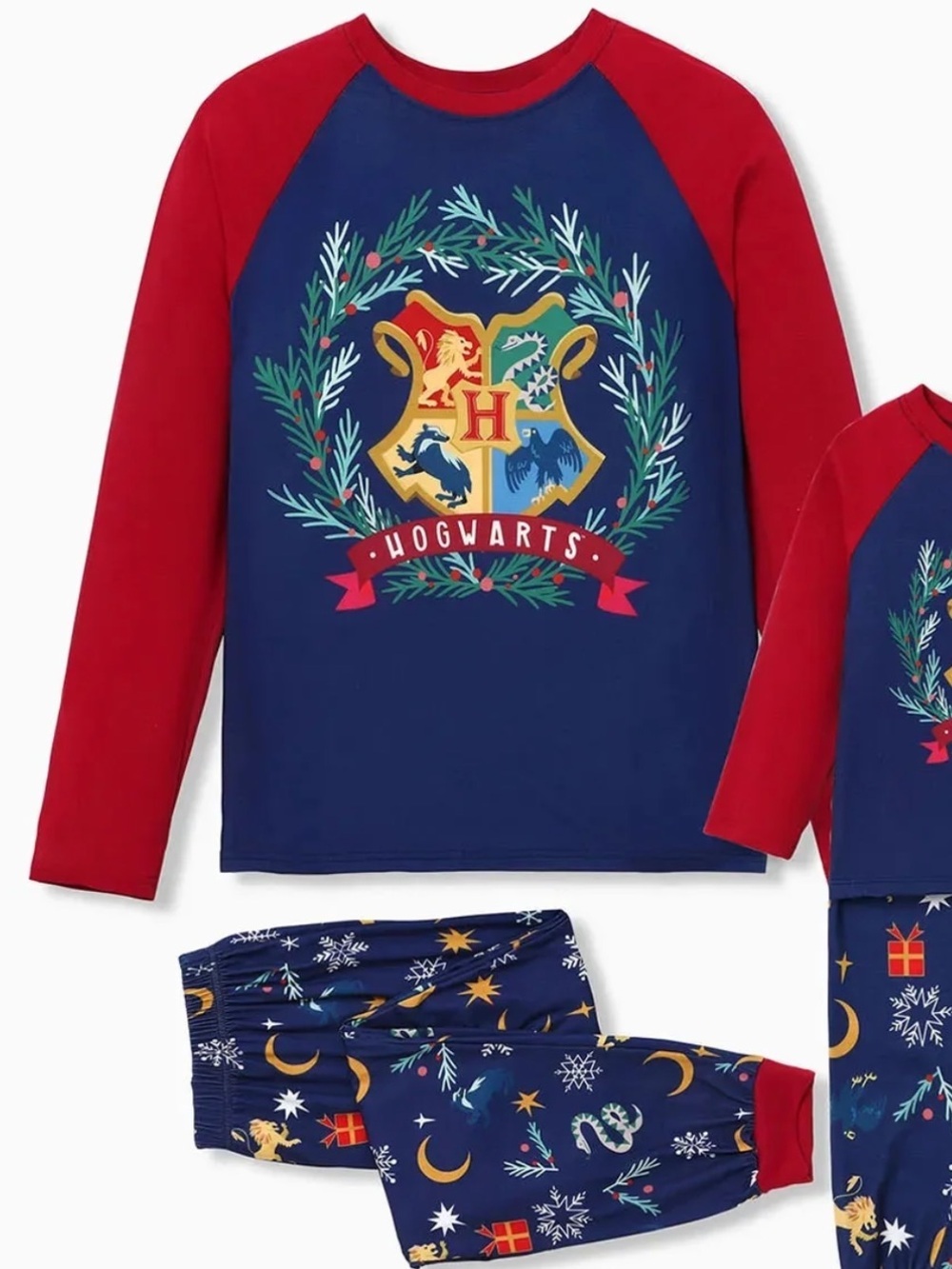 New Harry Potter Adult Women XL Navy Red Hogwarts Long-Sleeve Pajama Set Sock